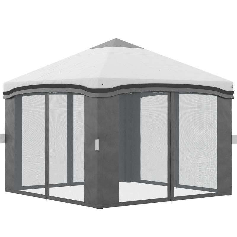 Outsunny 10' x 10' Pop Up Canopy with Nettings, Foldable Party Tent with Wheeled Carry Bag and 4 Sand Bags, 4 of 7