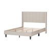 Bed Frame with Velvet Tufted Headboard, Wooden Slats Support Modern Platform Bed (Beige) - 4 of 4