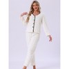 INSPIRE CHIC Womens Flannel Pajama Set Long Sleeve Button Down V Neck Fuzzy Fleece Pants Plush Loungewear - 2 of 4