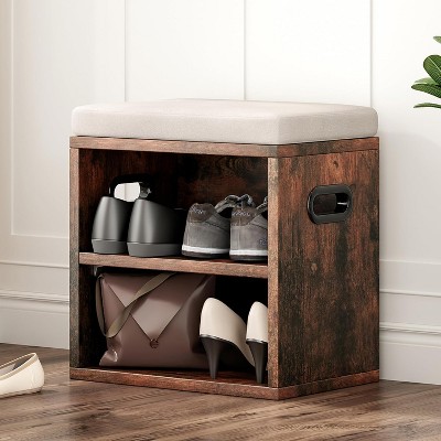 AZL1 Life Concept Shoe Bench Entrywaywith Cushion Shoe Benches Storage Seating Seat Entryway Shoe Rack Entryway Show Racks, Beige, 15.35"*11.4"*16"