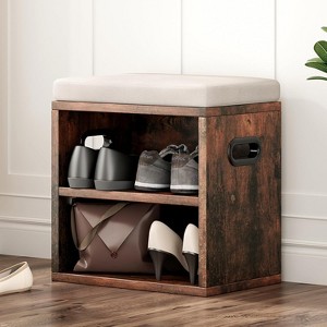 AZL1 Life Concept Shoe Bench Entrywaywith Cushion Shoe Benches Storage Seating Seat Entryway Shoe Rack Entryway Show Racks, Beige, 15.35"*11.4"*16" - 1 of 4
