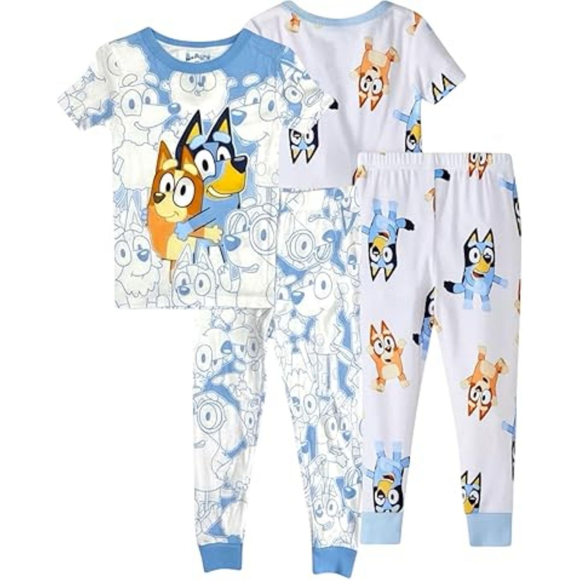 Bluey Toddler Kids' 4-Piece Unisex Cotton Pajama Sets