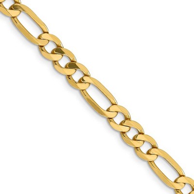 Black Bow Jewelry Men's 6.25mm 14k Yellow Gold Solid Flat Figaro Chain Bracelet, 8 Inch