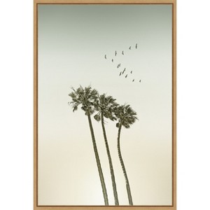 Amanti Art Vintage minimalist palm trees a sunset by Melanie Viola Framed Canvas Wall Art - 1 of 4