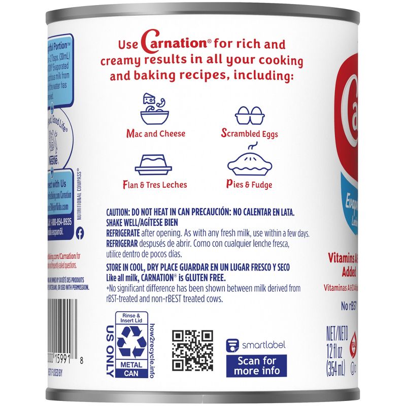 Nestle Carnation Gluten Free Low Fat 2% Evaporated Milk - 12 fl oz, 3 of 6