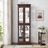 TIRAMISUBEST Lighted Glass Curio Display Cabinet,Glass Storage Cabinet Glass Wine cabinet Wood Frame Toy Display for Living Room, Kitchen - 4 of 4