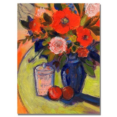 Trademark Fine Art -Shelia Golden 'Red Flowers with Jar' Canvas Art