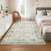 9x12 Beige Vintage Floral Area Rug, Low Pile Non-Slip Washable Carpet for Living Room & Bedroom, Foldable Soft Floor Mat - 2 of 4