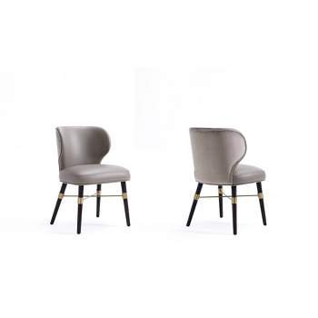 Set of 2 Strine Velvet and Leatherette Upholstered Dining Chairs Dark Taupe - Manhattan Comfort