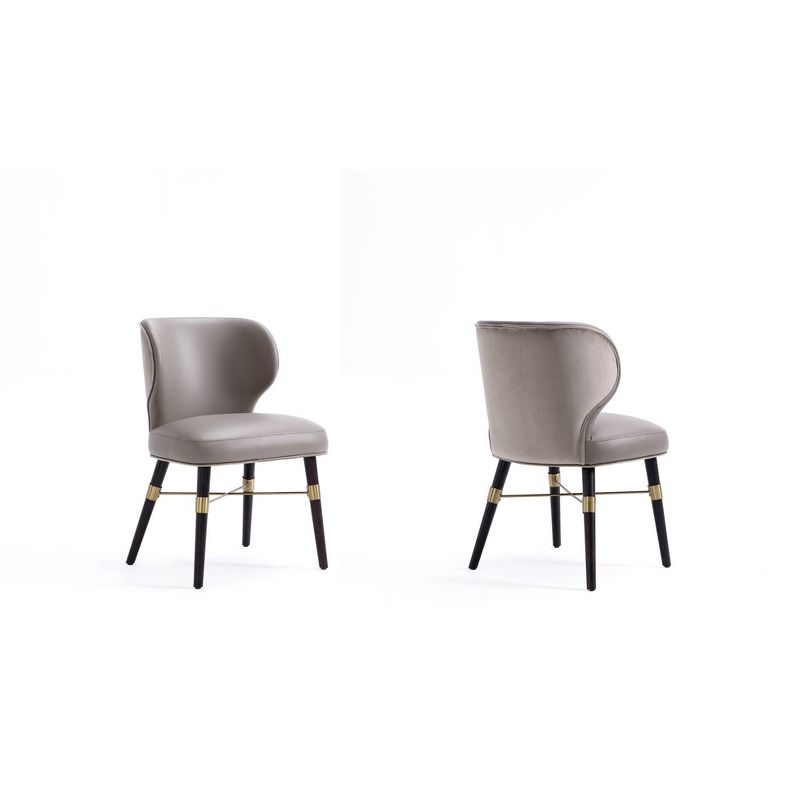 Set of 2 Strine Velvet and Leatherette Upholstered Dining Chairs Dark Taupe - Manhattan Comfort, 1 of 11