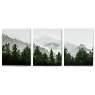 Americanflat Green Mountain Mural by Tanya Shumkina Triptych Wall Art - Set of 3 Canvas Prints