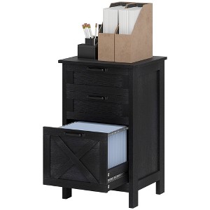 Aghana Digitals Rustic Farmhouse 3-Drawer File Cabinet with Printer Stand, A4/Letter Size Storage, - 1 of 4