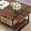 2-Tier Wooden Coffee Table with Storage Shelf -  Sturdy Industrial Center Tea Table for Living Room Home Office Apartment Farmhouse - 4 of 4