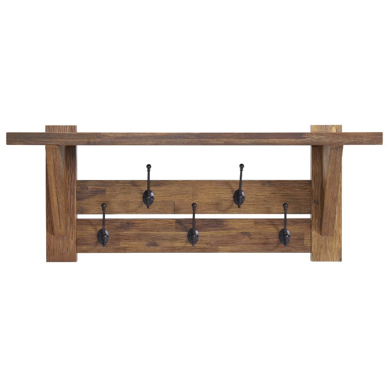 40&#34; Bethel Acacia Wood Bench and Coat Hook with Shelf Natural - Alaterre Furniture, 4 of 17