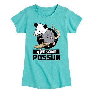 Girls' - Instant Message - Skateboarding Awesome Possum Fitted Short Sleeve Graphic T-Shirt - 1 of 4