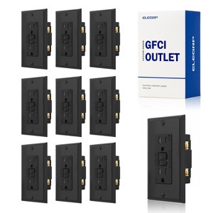 ELEGRP GFCI Outlet 15 Amp, Self-Test GFCI Electrical Outlet, Tamper Resistant GFCI Receptacle with Screw Wall Plate, UL Listed, Black 10PC - 1 of 1