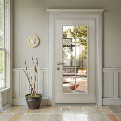 Wooakway 36"W*80"H 8-Lite Exterior Frosted Glass Prehung Front Entry Door Primed Interior Fiberglass Entrance Door