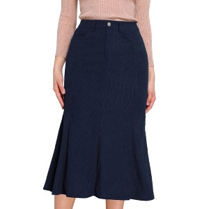 INSPIRE CHIC Office Corduroy High Waisted Fishtail western bodycon Vintage Midi Skirts - 1 of 4
