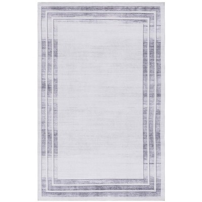 Malibu MBU824 Power Loomed Indoor Machine Washable Area Rug - Light Grey/Grey - 4'x6' - Safavieh.