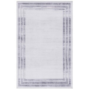 Malibu MBU824 Power Loomed Indoor Machine Washable Area Rug - Light Grey/Grey - 4'x6' - Safavieh. - 1 of 4