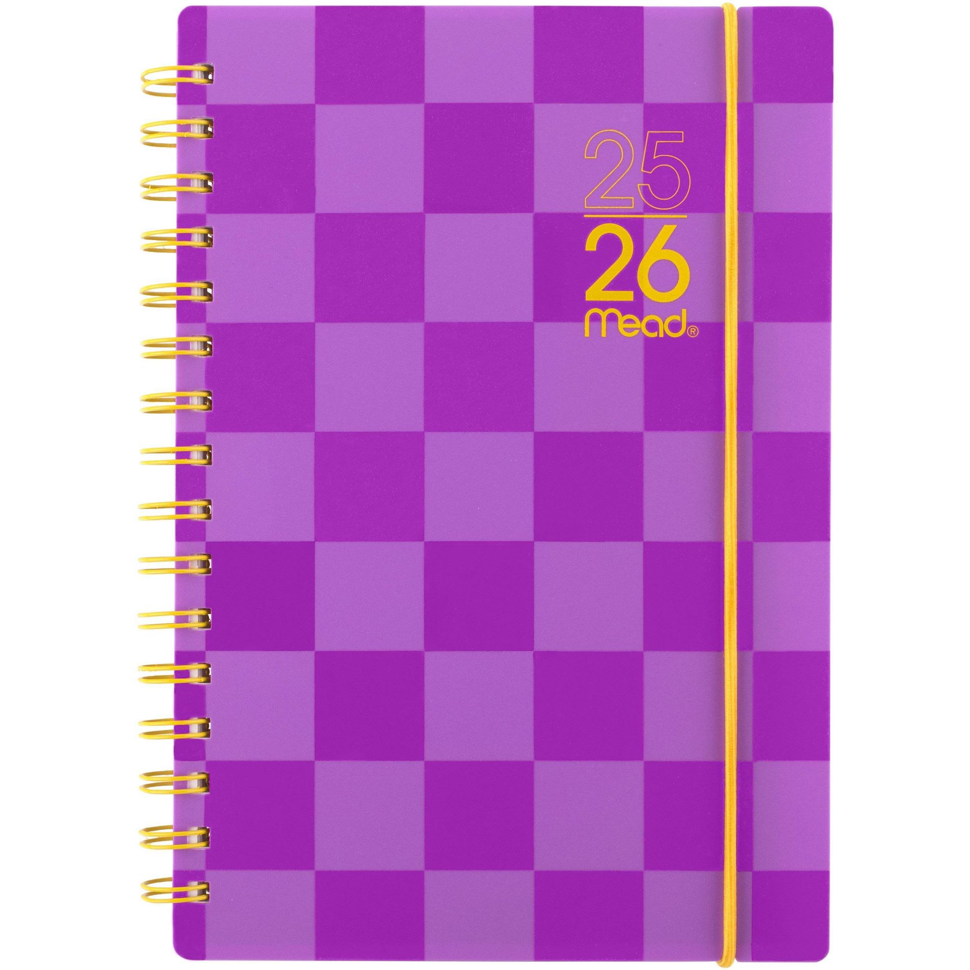 Mead 8.72"x6.02" 2025-2026 Small Color Pop Purple Check Planner