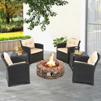 Wicker outdoor furniture with fire deals pit