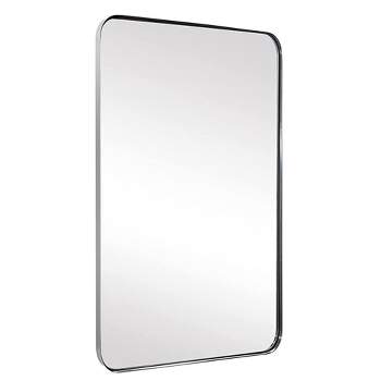 ANDY STAR Modern Decorative 20 x 28 Inch Rectangular Wall Mounted Hanging Bathroom Vanity Mirror with Stainless Steel Metal Frame, Brushed Nickel