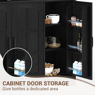 Garvee Pantry Cabinet with Charging Station, Tall Kitchen Pantry Storage Cabinet with Hutch,70.9 Inch Kitchen Cabinet with Glass Doors, for Dining Room — фото 4