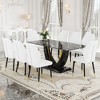 NicBex 9 Piece Black Marble Pattern Tempered Glass Dining Set with 8 PU Chairs for Dining Meeting Room - 2 of 4