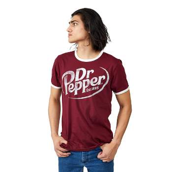 Dr Pepper Logo Crew Neck Short Sleeve Red Men's Ringer Tee