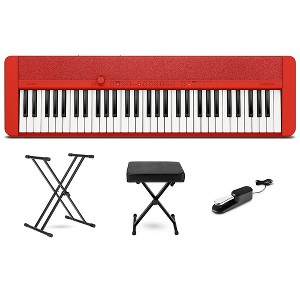 Casio Casiotone CT-S1 61-Key Portable Keyboard Essentials Bundle Red - 1 of 4