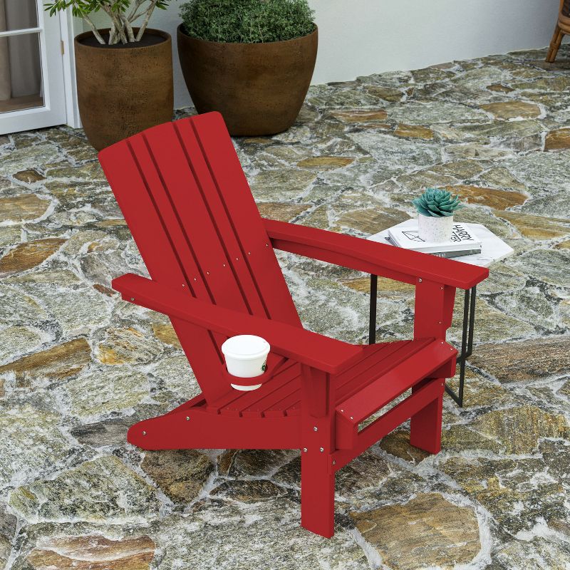 Merrick Lane Adirondack Chair with Cup Holder, Weather Resistant HDPE Adirondack Chair, 5 of 12