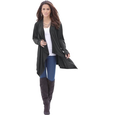 Roaman's Women's Plus Size Fine Gauge Handkerchief Hem Cardigan Sweater