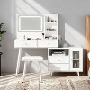 KTMBDW Modern Makeup Vanity Desk with Mirror and Lights, Retractable Dressing Table Set with Stool and 4 Drawers & Cabinet for Bedroom, Dressing Room - 2 of 4