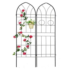 Lirago 78.7"H * 19.7"W * 1"D,2 Pack Metal Garden Trellis Rustproof Climbing Plant Support for Outdoor Flowers, Vines, Vegetables Black Powder-Coated - 1 of 4