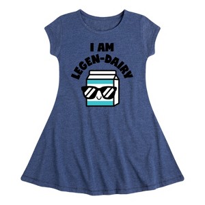 Girls' - Instant Message - I Am Legen-Dairy Fit & Flair Cap Sleeve Graphic Dress - 1 of 4