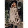 I AM A FASHION JUNKY Khaki Leopard Casual Side Slit High Neck Oversized Sweater - 2 of 4