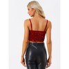 INSPIRE CHIC Women's Club Party Velvet Spaghetti Strap Crop Sequined Cami Top - 4 of 4