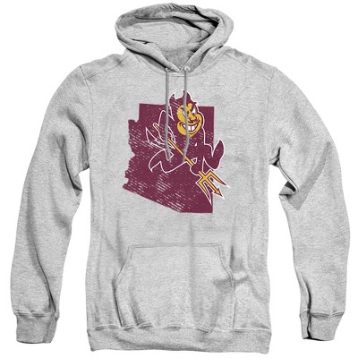 Men's Arizona State University State Shape Pull-Over Hoodie Athletic Heather Large