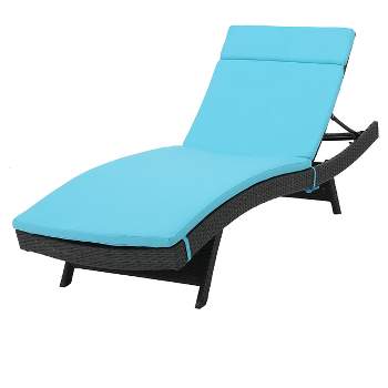 Salem Gray Wicker Adjustable Chaise Lounge - Blue - Christopher Knight Home