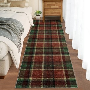 Coolmee Washable Area Rugs for Living Room Modern Tartan Soft Rug for Bedroom Farmhouse Non Slip Throw Rugs for Home Office - 1 of 4