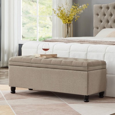 NicBex Storage Bench Upholstered Tufted Button with Spindle Wooden Legs for Bedroom and Entryway