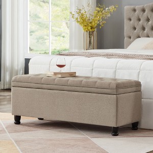 NicBex Storage Bench Upholstered Tufted Button with Spindle Wooden Legs for Bedroom and Entryway - 1 of 4