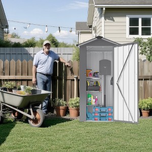 Gulches Small Metal Compact Garden Shed Galvanized Iron, Waterproof & Lockable, Easy Assembly/Move - 1 of 4