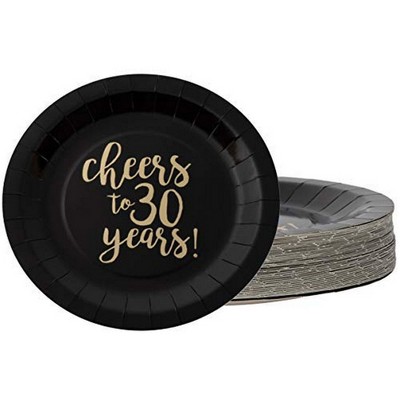 Juvale 48-Count Cheers to 30 Years Disposable Paper Plates 9" 30th Birthday Anniversary Party Supplies