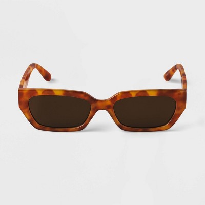 Women's Tortoise Print Rectangle Sunglasses - A New Day™ Brown