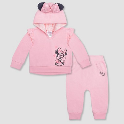 Image of Baby Girls' Adaptive Disney Minnie Mouse Top and Bottom Set - Pink 3-6M