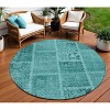 Turquoise Teal Blue And Aqua Patchwork Washable Indoor Outdoor Area Rug - 2 of 4
