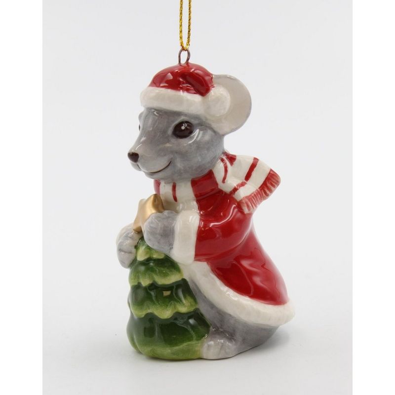 Kevins Gift Shoppe Ceramic Christmas Mouse With Tree Ornament, 5 of 8