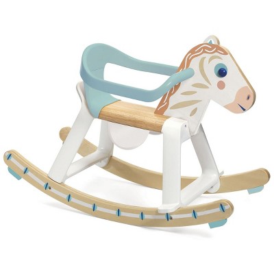 Djeco BabyCavali White Wooden Rocking Horse with Removable Safety Guard